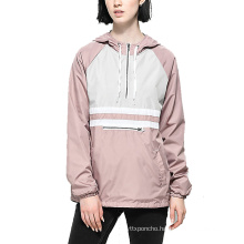 Contrast color windbreaker for women wind breaker pullover style sports wear hoodies jacket